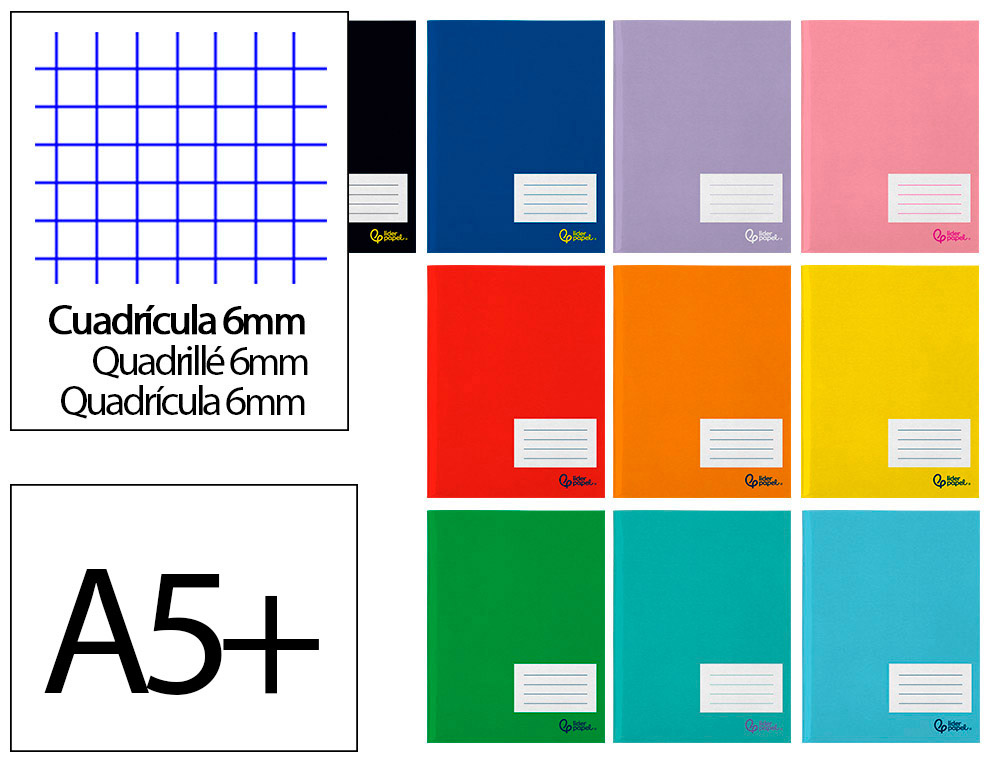 LIBRETA LIDERPAPEL SMART A5 PLUS 32 HOJAS 75GR CUADRO 6MM CON MARGEN