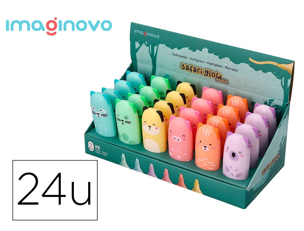 ROTULADOR IMAGINOVO FLUORESCENTE SAFARI GLOW PASTEL ANIMALES SURTIDOS