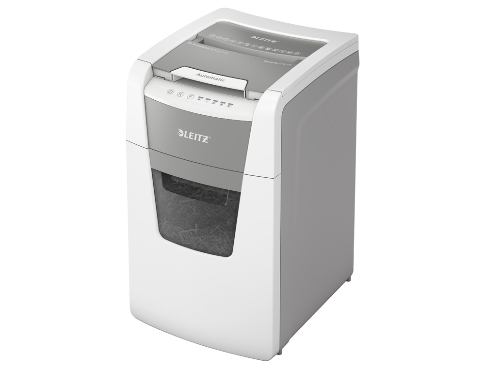 DESTRUCTORA DE DOCUMENTOS LEITZ IQ AUTO+ OFFICE 150 CAPACIDAD DE CORTE 150 HOJAS DESTRUYE GRAPAS Y CLIPS