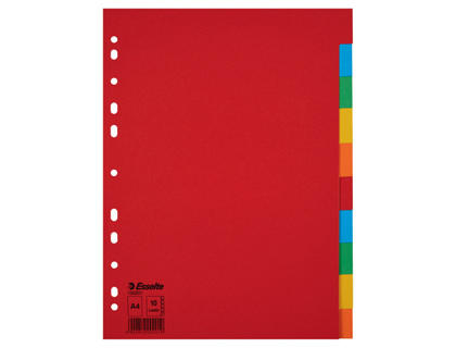 SEPARADOR ESSELTE CARTULINA JUEGO DE 10 SEPARADORES FOLIO MULTITALADRO