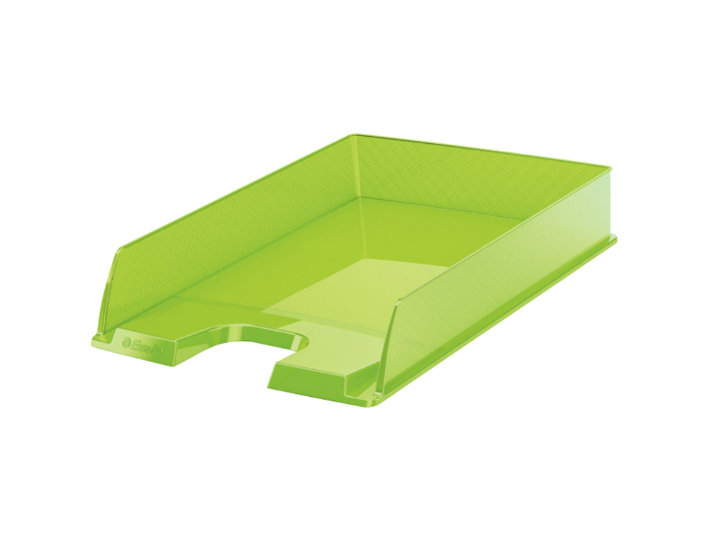 BANDEJA SOBREMESA PLASTICO ESSELTE EUROPOST VERTICAL TRANSPARENTE COLOR VERDE VIVIDA 254X61X350 MM