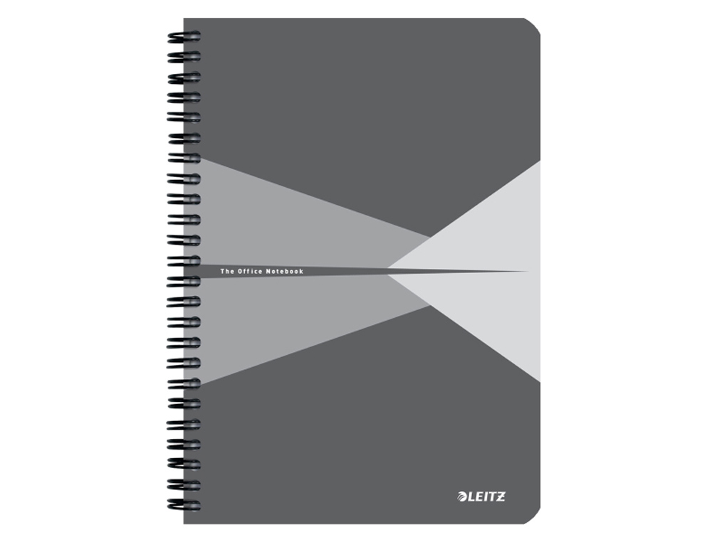 BLOC DE NOTAS ESPIRAL LEITZ OFFICE DIN A5 TAPA CARTON FORRADO 90 HOJAS CUADRICULA COLOR GRIS