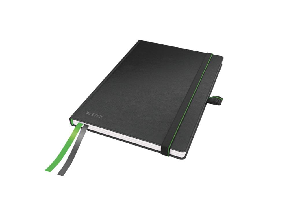CUADERNO CON GOMILLA LEITZ TAPA DURA A5 80 HOJAS HORIZONTAL COLOR NEGRO