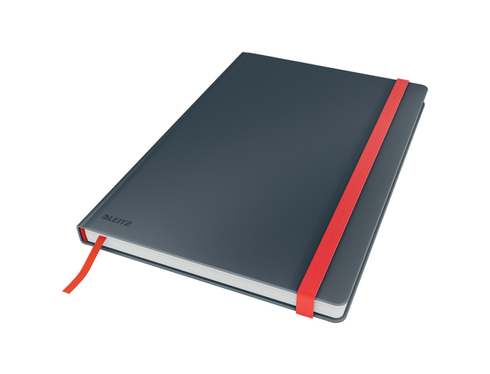 CUADERNO CON GOMILLA LEITZ TAPA DURA B5 80 HOJAS CUADRICULA COLOR GRIS