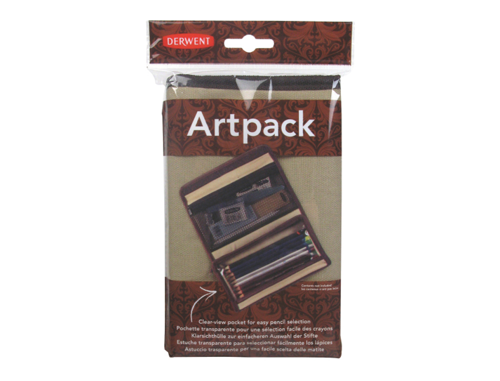 ESTUCHE ARTPACK FUNDA DERWENT PARA 20 LAPICES DOS COMPARTIMENTOS Y BOLSILLO DE MALLA 130X200X25 MM