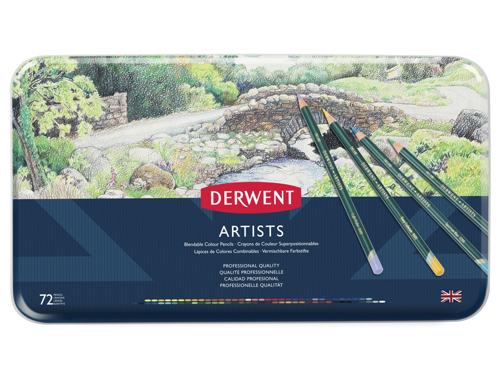 LAPICES DE COLORES DERWENT ARTISTS CAJA METALICA DE 72 UNIDADES COLORES SURTIDOS