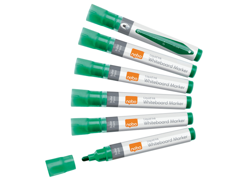 ROTULADOR NOBO PARA PIZARRA BLANCA PUNTA REDONDA 3 MM COLOR VERDE CAJA DE 10 UNIDADES