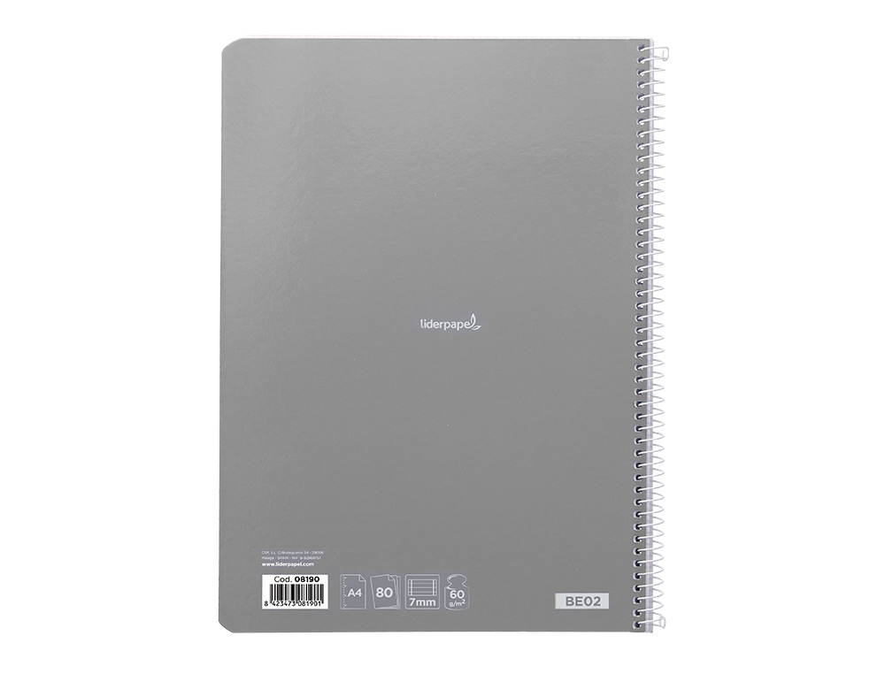 CUADERNO ESPIRAL LIDERPAPEL A4 MICRO SMART TAPA BLANDA 80H 60GR HORIZONTAL 7MM DOBLE MARGEN 4 TALADROS COLORES