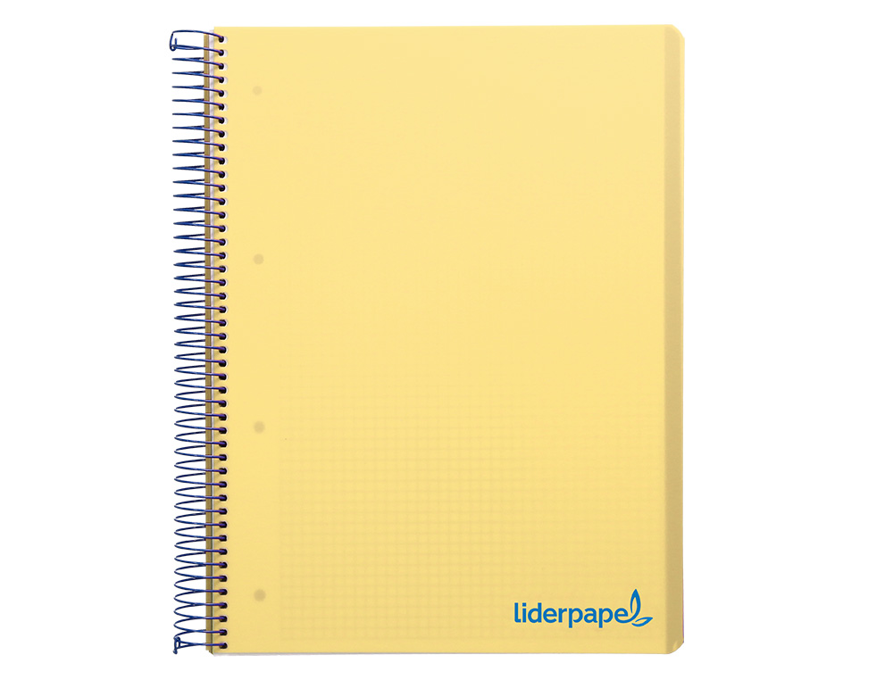 CUADERNO ESPIRAL LIDERPAPEL A4 MICRO WONDER TAPA PLASTICO 120H 90GR CUADRO 5MM 5 BANDA 4 TALADROS COLOR AMARILLO