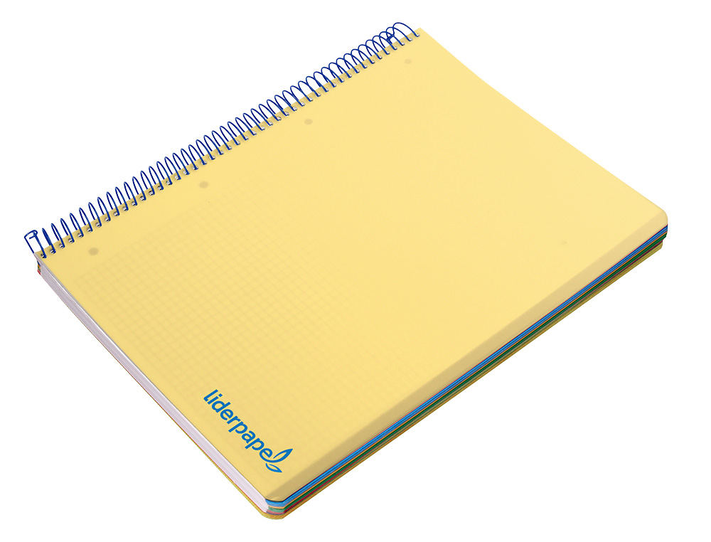 CUADERNO ESPIRAL LIDERPAPEL A4 MICRO WONDER TAPA PLASTICO 120H 90GR CUADRO 5MM 5 BANDA 4 TALADROS COLOR AMARILLO