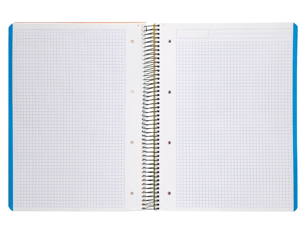CUADERNO ESPIRAL LIDERPAPEL A4 MICRO WONDER TAPA PLASTICO 120H 90GR CUADRO 5MM 5 BANDA 4 TALADROS COLOR AMARILLO