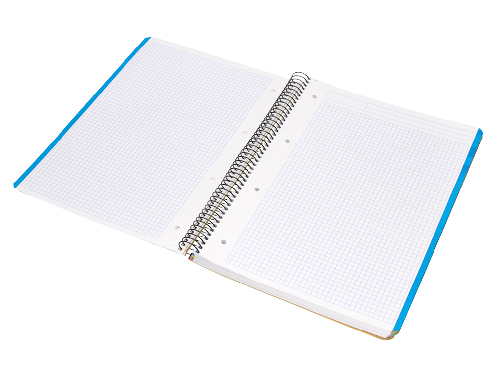 CUADERNO ESPIRAL LIDERPAPEL A4 MICRO WONDER TAPA PLASTICO 120H 90GR CUADRO 5MM 5 BANDA 4 TALADROS COLOR AMARILLO