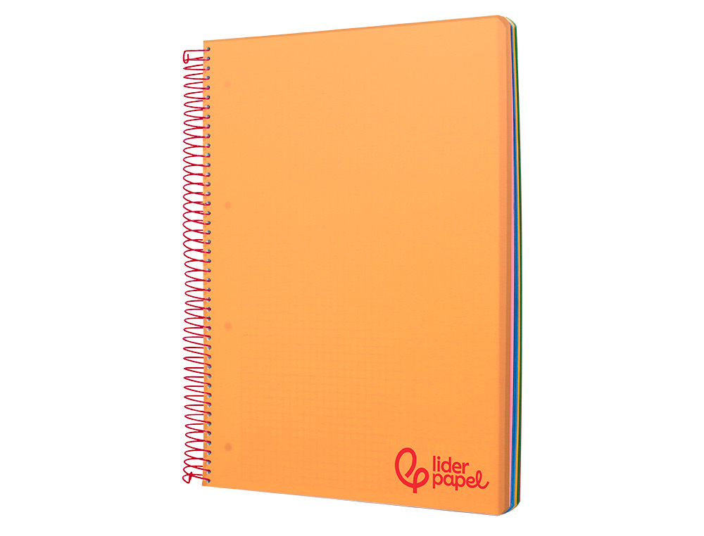 CUADERNO ESPIRAL LIDERPAPEL A4 MICRO WONDER TAPA PLASTICO 120H 90GR CUADRO 5MM 5 BANDA 4 TALADROS COLOR NARANJA