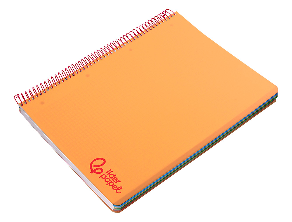 CUADERNO ESPIRAL LIDERPAPEL A4 MICRO WONDER TAPA PLASTICO 120H 90GR CUADRO 5MM 5 BANDA 4 TALADROS COLOR NARANJA