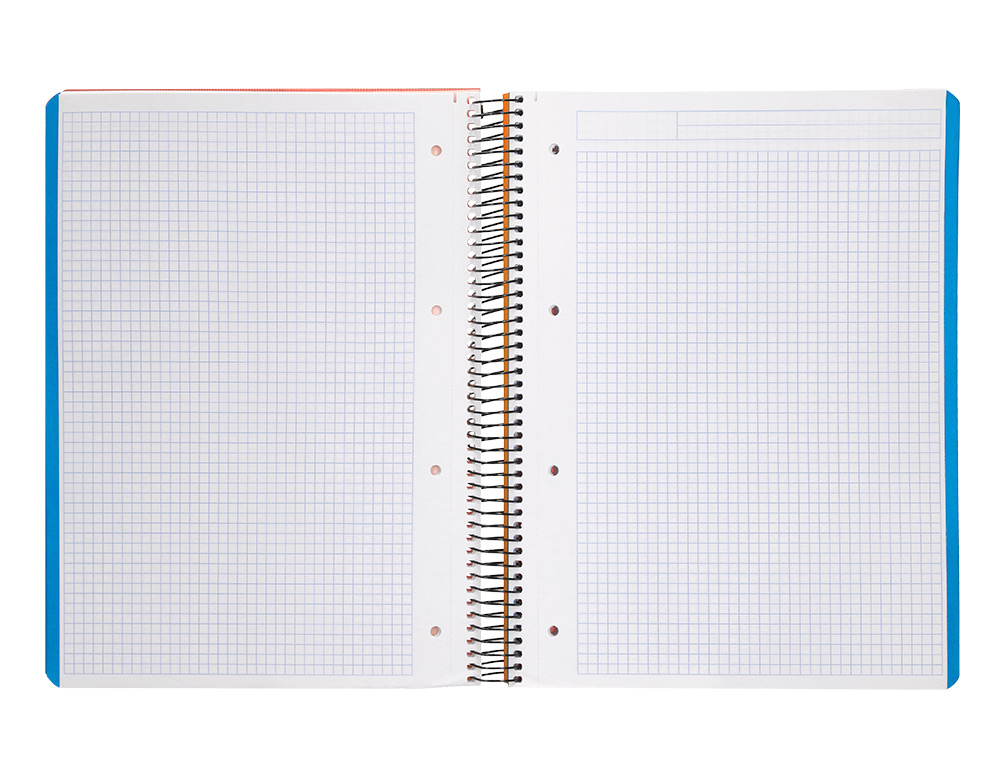 CUADERNO ESPIRAL LIDERPAPEL A4 MICRO WONDER TAPA PLASTICO 120H 90GR CUADRO 5MM 5 BANDA 4 TALADROS COLOR NARANJA