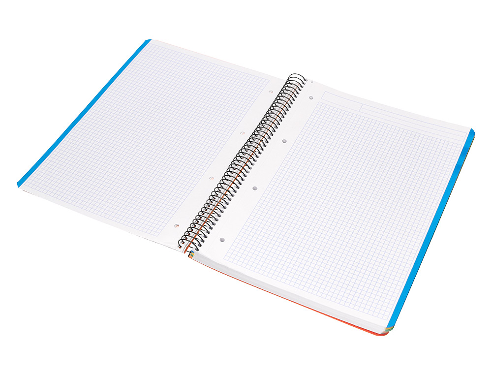 CUADERNO ESPIRAL LIDERPAPEL A4 MICRO WONDER TAPA PLASTICO 120H 90GR CUADRO 5MM 5 BANDA 4 TALADROS COLOR NARANJA