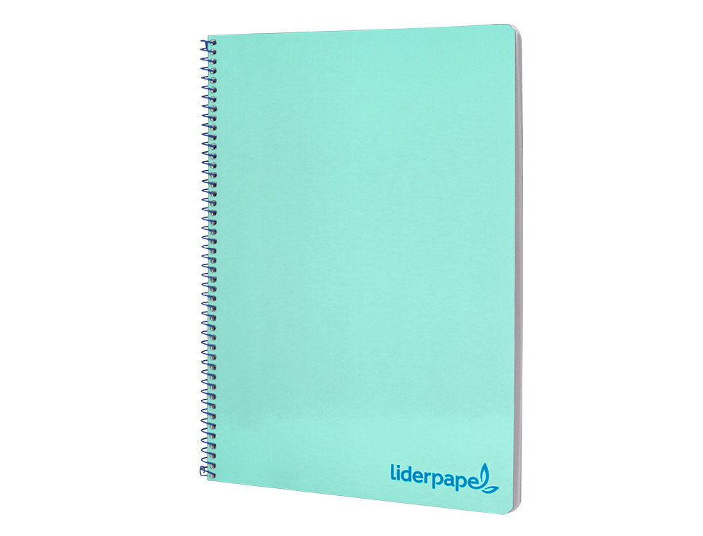 CUADERNO ESPIRAL LIDERPAPEL A4 WONDER TAPA PLASTICO 80H 90GR CUADRO 4MM CON MARGEN COLOR VERDE PASTEL