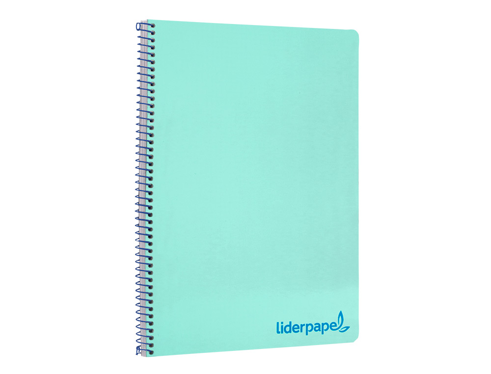 CUADERNO ESPIRAL LIDERPAPEL A4 WONDER TAPA PLASTICO 80H 90GR CUADRO 4MM CON MARGEN COLOR VERDE PASTEL