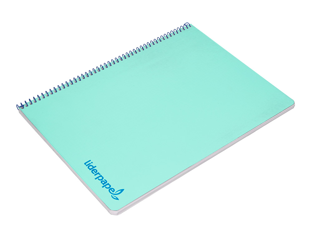 CUADERNO ESPIRAL LIDERPAPEL A4 WONDER TAPA PLASTICO 80H 90GR CUADRO 4MM CON MARGEN COLOR VERDE PASTEL