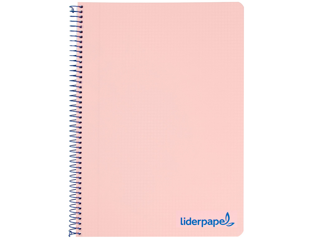 CUADERNO ESPIRAL LIDERPAPEL A5 MICRO WONDER TAPA PLASTICO 120H 90G CUADRO 5MM 5 BANDAS 6 TALADROS COLOR ROSA