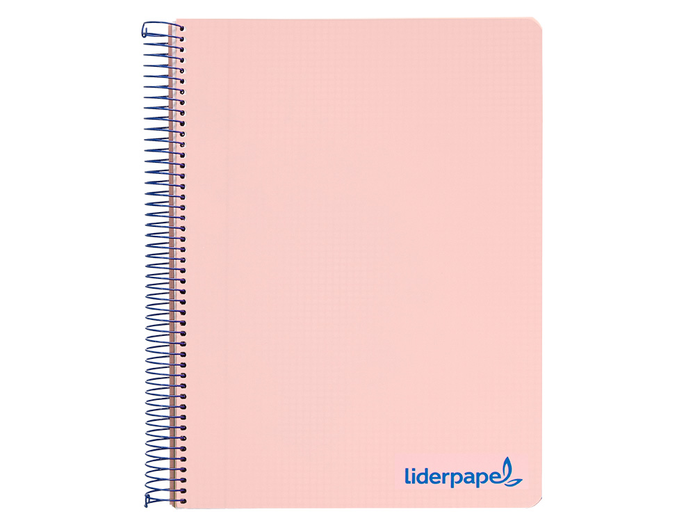 CUADERNO ESPIRAL LIDERPAPEL A5 MICRO WONDER TAPA PLASTICO 120H 90G CUADRO 5MM 5 BANDAS 6 TALADROS COLOR ROSA