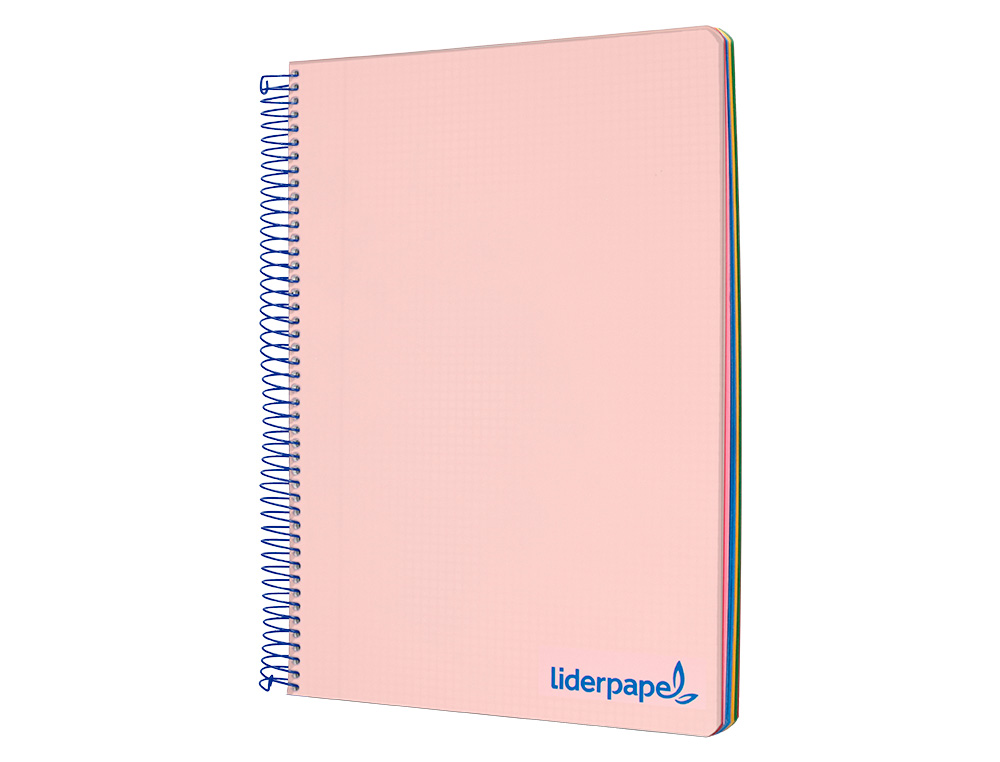 CUADERNO ESPIRAL LIDERPAPEL A5 MICRO WONDER TAPA PLASTICO 120H 90G CUADRO 5MM 5 BANDAS 6 TALADROS COLOR ROSA