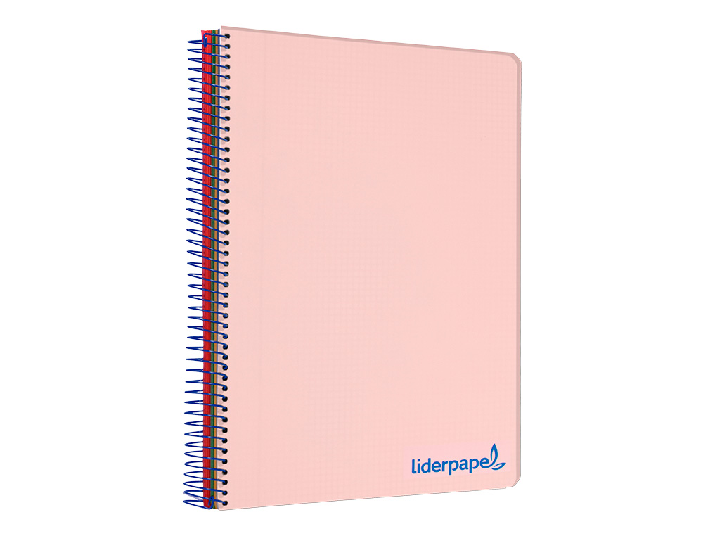 CUADERNO ESPIRAL LIDERPAPEL A5 MICRO WONDER TAPA PLASTICO 120H 90G CUADRO 5MM 5 BANDAS 6 TALADROS COLOR ROSA