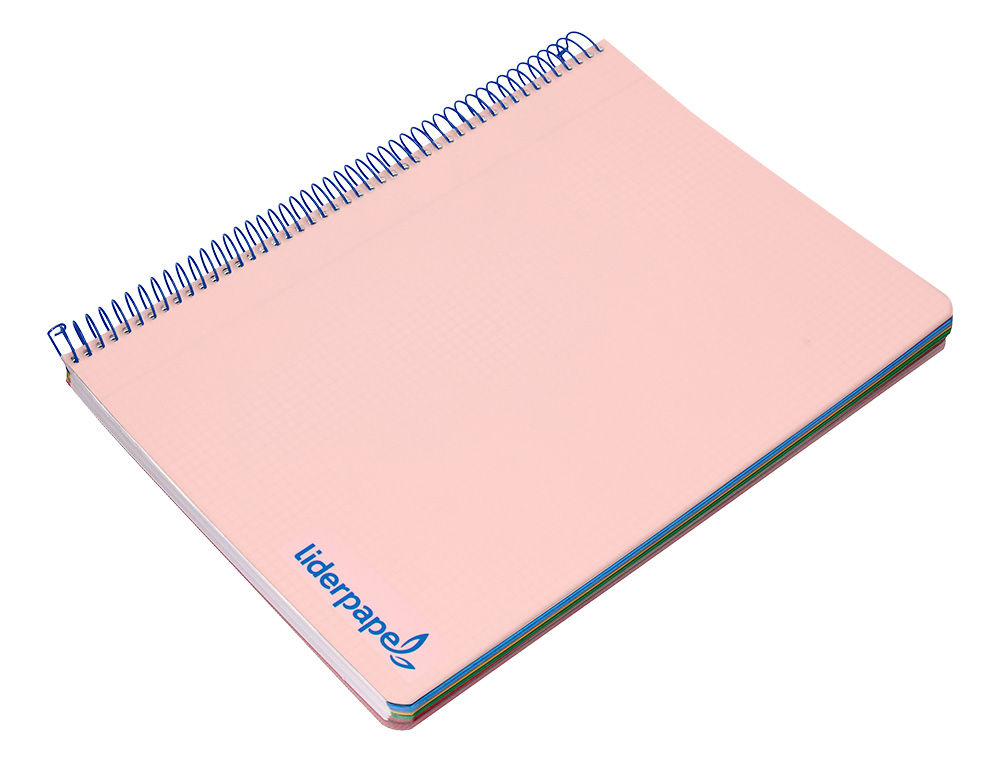 CUADERNO ESPIRAL LIDERPAPEL A5 MICRO WONDER TAPA PLASTICO 120H 90G CUADRO 5MM 5 BANDAS 6 TALADROS COLOR ROSA