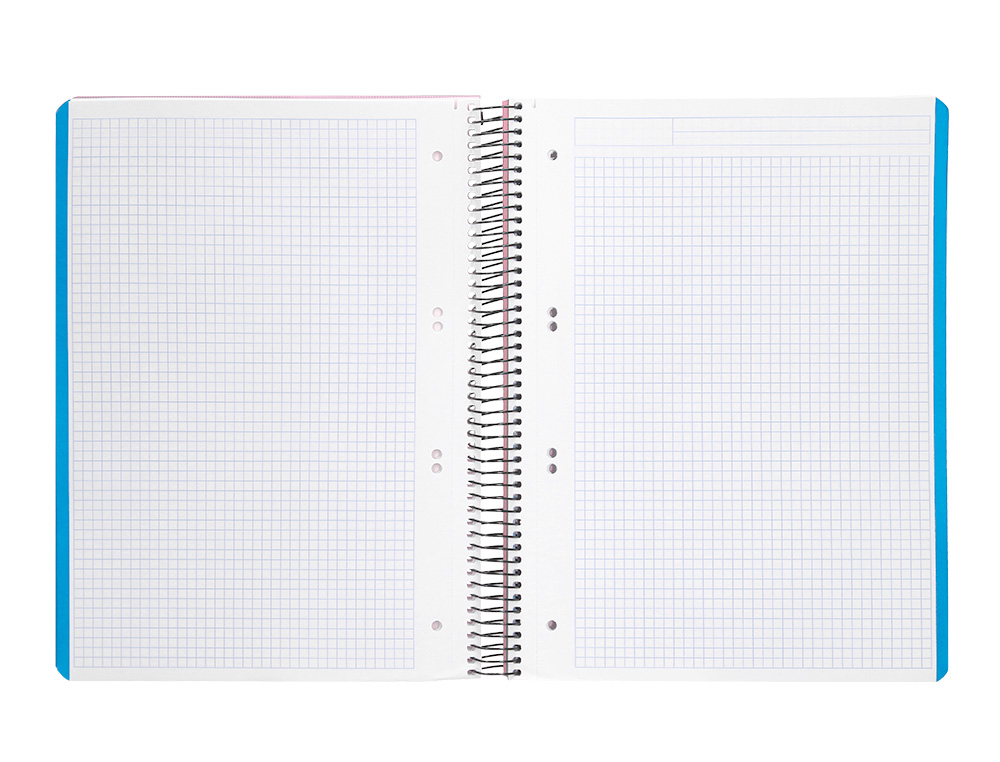 CUADERNO ESPIRAL LIDERPAPEL A5 MICRO WONDER TAPA PLASTICO 120H 90G CUADRO 5MM 5 BANDAS 6 TALADROS COLOR ROSA