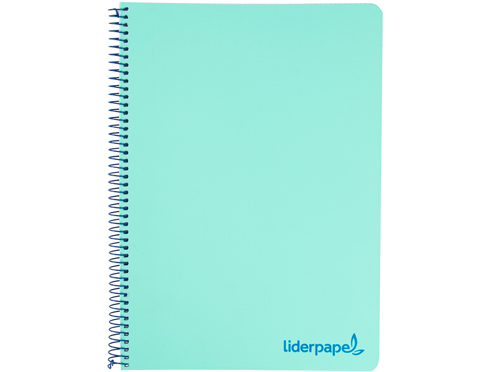 CUADERNO ESPIRAL LIDERPAPEL A5 MICRO WONDER TAPA PLASTICO 120H 90GR CUADRO 5MM 5 BANDAS 6 TALADRO COLOR VERDE TURQUESA