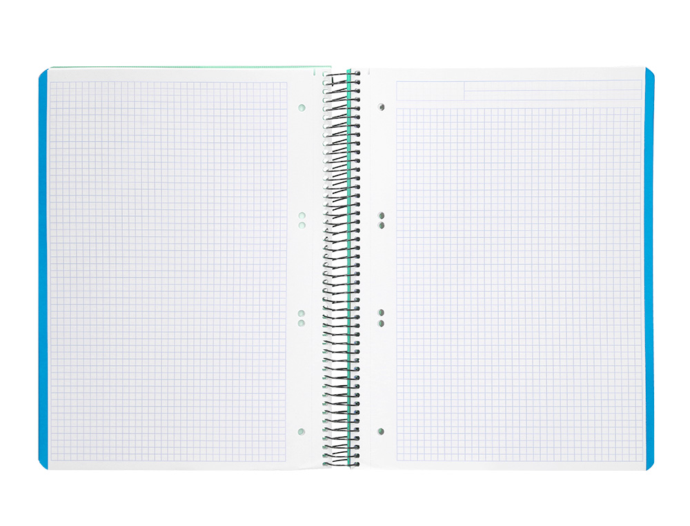 CUADERNO ESPIRAL LIDERPAPEL A5 MICRO WONDER TAPA PLASTICO 120H 90GR CUADRO 5MM 5 BANDAS 6 TALADRO COLOR VERDE TURQUESA