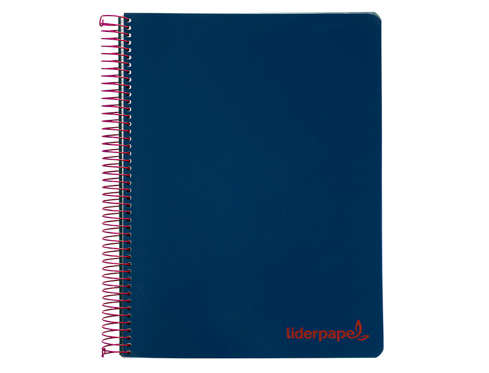 CUADERNO ESPIRAL LIDERPAPEL A5 MICRO WONDER TAPA PLASTICO 120H 90GR CUADRO 5MM 5 BANDAS 6 TALADROS COLOR AZUL MARINO