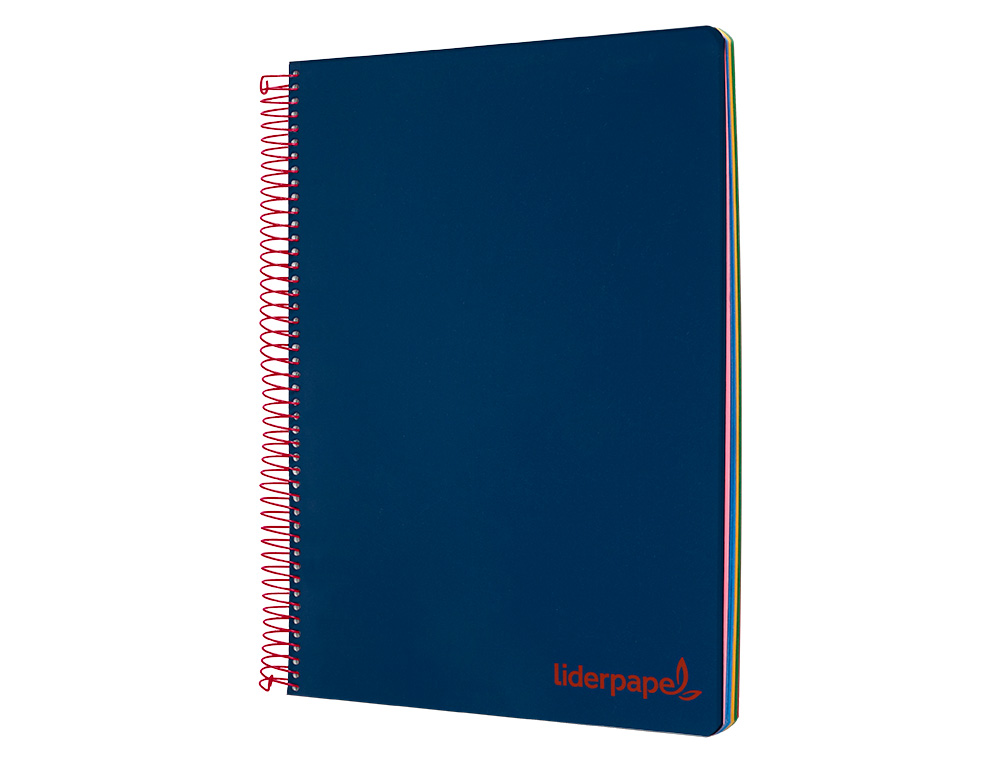 CUADERNO ESPIRAL LIDERPAPEL A5 MICRO WONDER TAPA PLASTICO 120H 90GR CUADRO 5MM 5 BANDAS 6 TALADROS COLOR AZUL MARINO