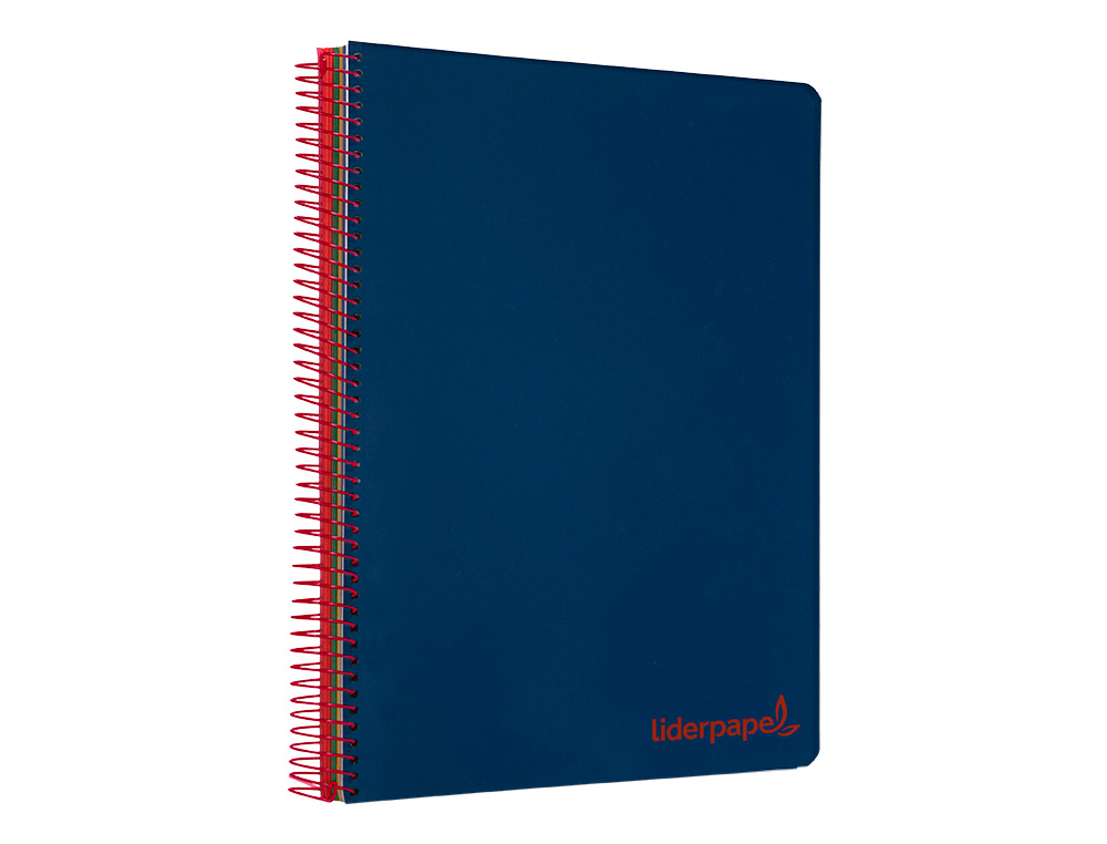 CUADERNO ESPIRAL LIDERPAPEL A5 MICRO WONDER TAPA PLASTICO 120H 90GR CUADRO 5MM 5 BANDAS 6 TALADROS COLOR AZUL MARINO