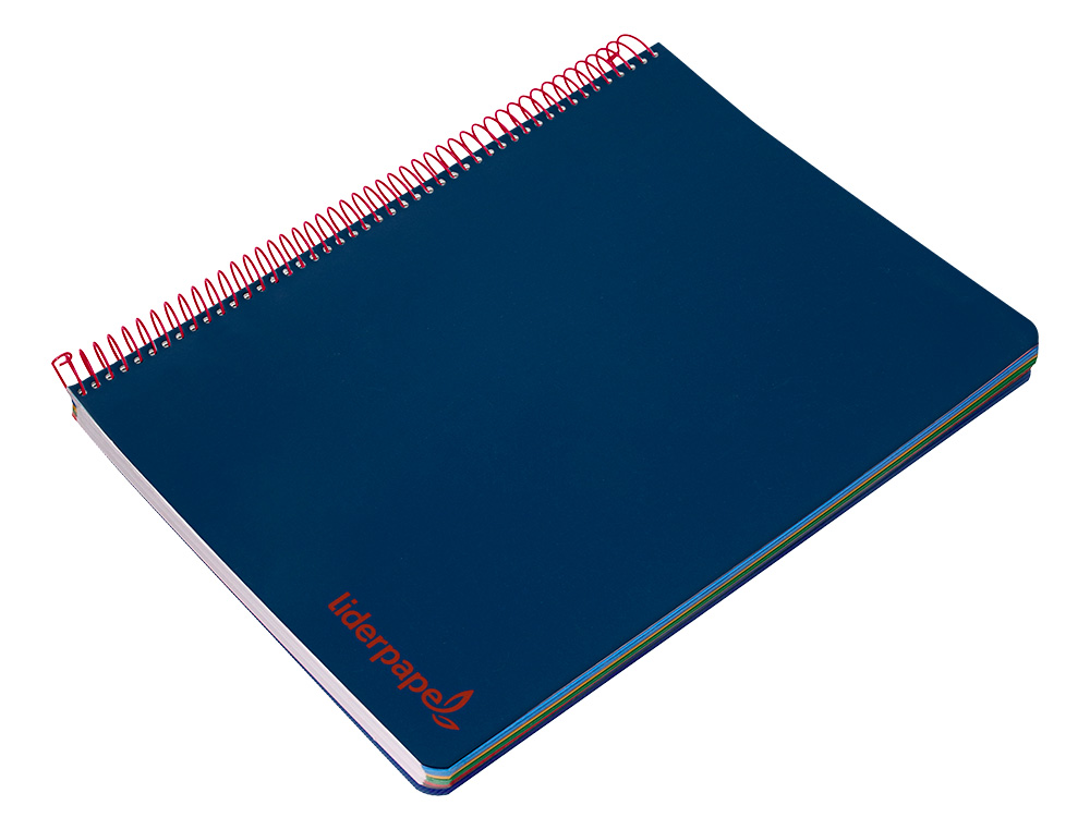 CUADERNO ESPIRAL LIDERPAPEL A5 MICRO WONDER TAPA PLASTICO 120H 90GR CUADRO 5MM 5 BANDAS 6 TALADROS COLOR AZUL MARINO