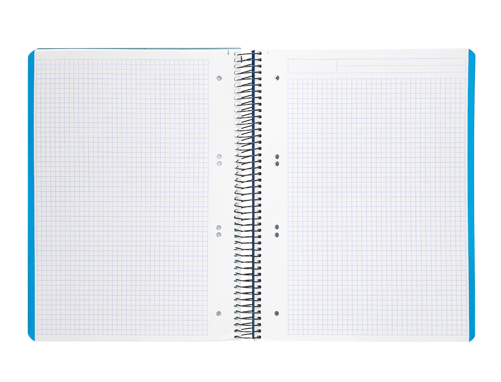 CUADERNO ESPIRAL LIDERPAPEL A5 MICRO WONDER TAPA PLASTICO 120H 90GR CUADRO 5MM 5 BANDAS 6 TALADROS COLOR AZUL MARINO