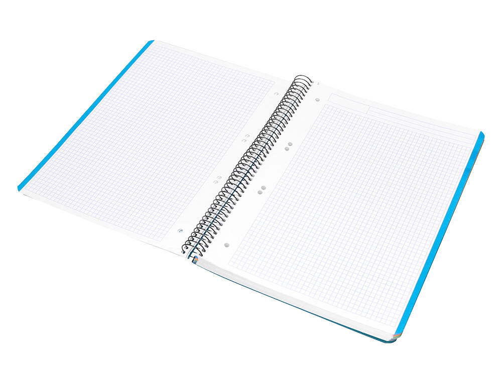 CUADERNO ESPIRAL LIDERPAPEL A5 MICRO WONDER TAPA PLASTICO 120H 90GR CUADRO 5MM 5 BANDAS 6 TALADROS COLOR AZUL MARINO