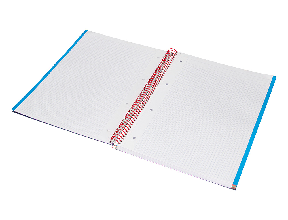 CUADERNO ESPIRAL LIDERPAPEL A4 MICRO JOLLY TAPA FORRADA 140H 75 GR CUADRO 5MM 5 BANDAS 4 TALADROS COLOR AZUL