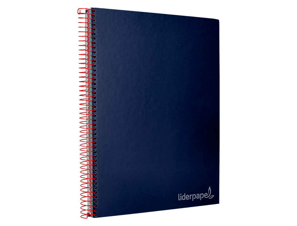 CUADERNO ESPIRAL LIDERPAPEL A4 MICRO JOLLY TAPA FORRADA 140H 75 GR CUADRO 5MM 5 BANDAS 4 TALADROS COLOR AZUL