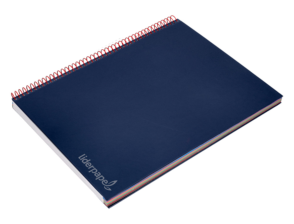CUADERNO ESPIRAL LIDERPAPEL A4 MICRO JOLLY TAPA FORRADA 140H 75 GR CUADRO 5MM 5 BANDAS 4 TALADROS COLOR AZUL