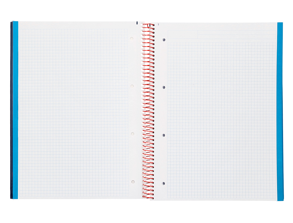 CUADERNO ESPIRAL LIDERPAPEL A4 MICRO JOLLY TAPA FORRADA 140H 75 GR CUADRO 5MM 5 BANDAS 4 TALADROS COLOR AZUL