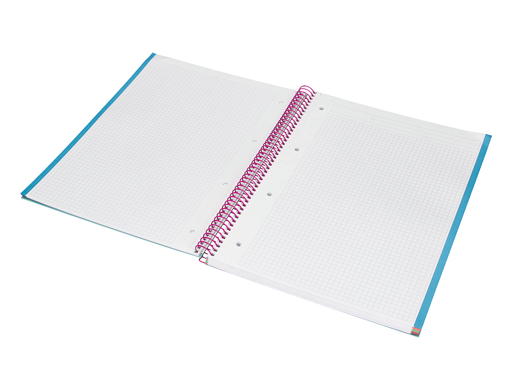 CUADERNO ESPIRAL LIDERPAPEL A4 MICRO JOLLY TAPA FORRADA 140H 75GR CUADRO 5MM 5 BANDAS 4 TALADROS COLOR TURQUESA