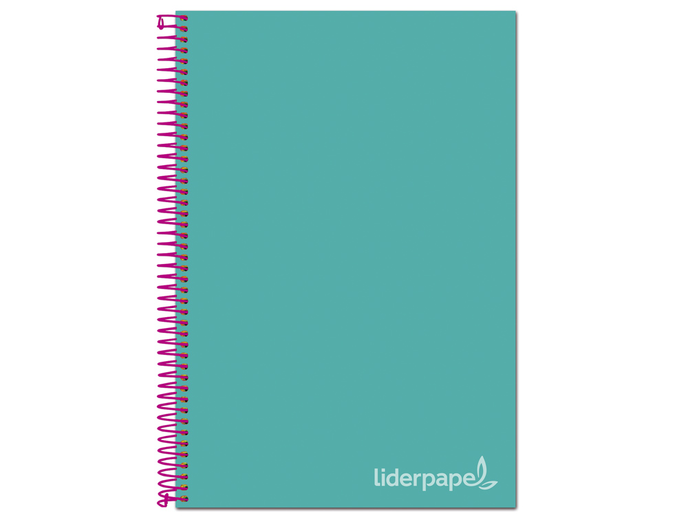 CUADERNO ESPIRAL LIDERPAPEL A4 MICRO JOLLY TAPA FORRADA 140H 75GR CUADRO 5MM 5 BANDAS 4 TALADROS COLOR TURQUESA
