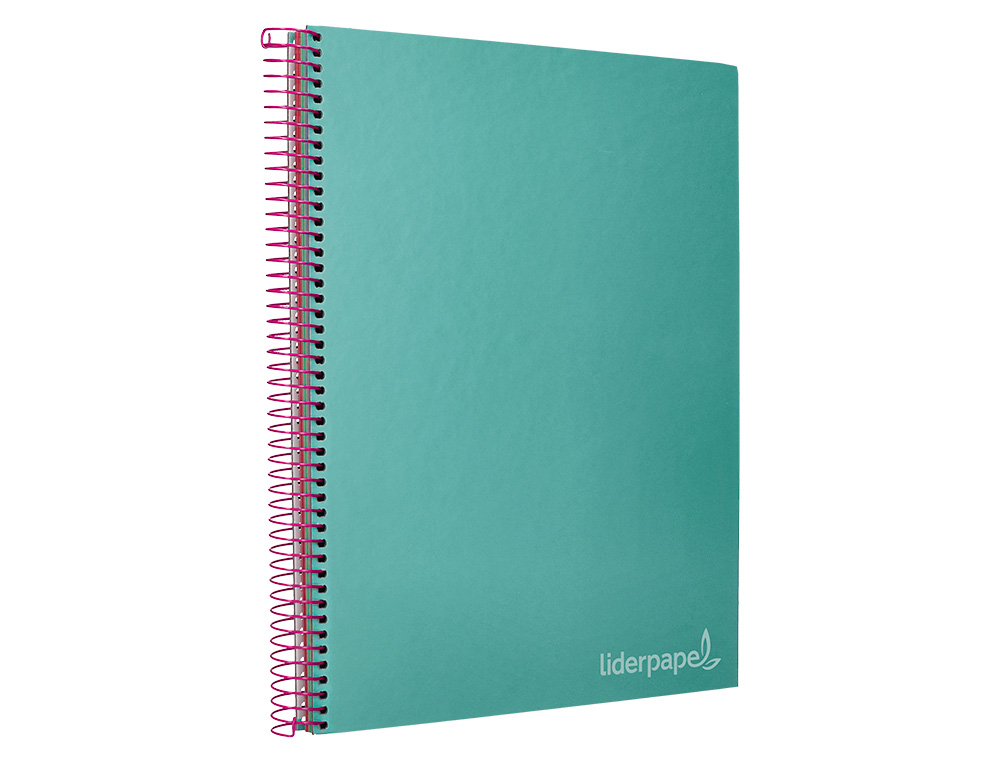 CUADERNO ESPIRAL LIDERPAPEL A4 MICRO JOLLY TAPA FORRADA 140H 75GR CUADRO 5MM 5 BANDAS 4 TALADROS COLOR TURQUESA