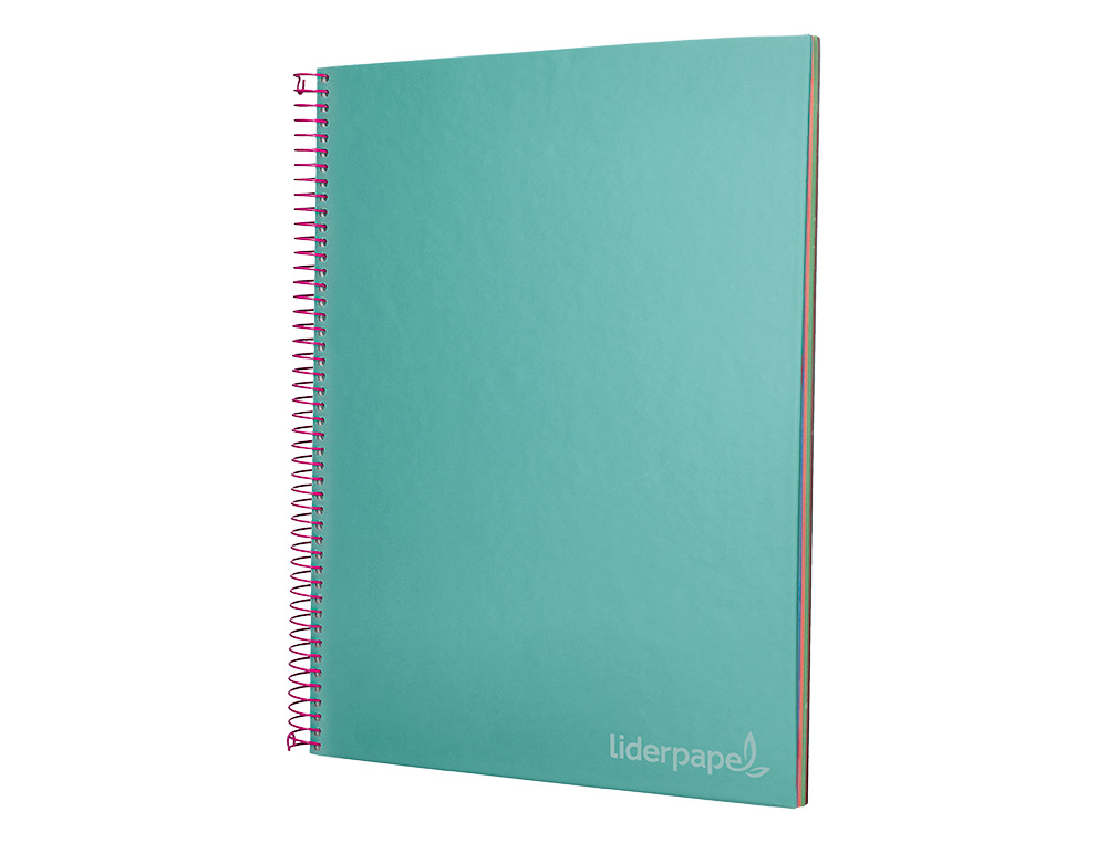 CUADERNO ESPIRAL LIDERPAPEL A4 MICRO JOLLY TAPA FORRADA 140H 75GR CUADRO 5MM 5 BANDAS 4 TALADROS COLOR TURQUESA