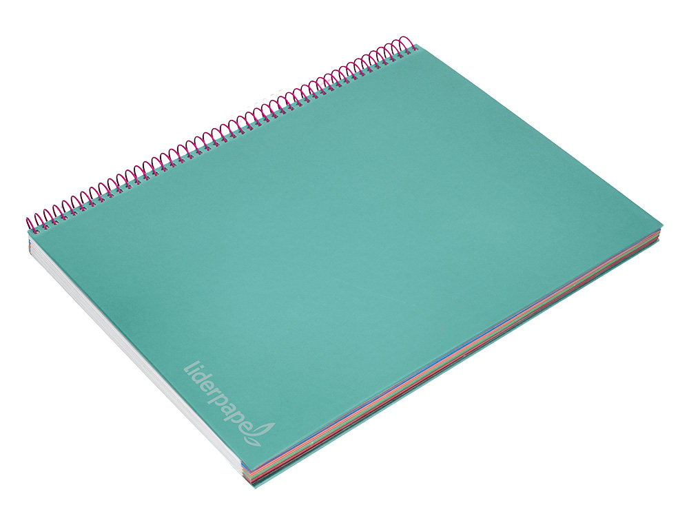 CUADERNO ESPIRAL LIDERPAPEL A4 MICRO JOLLY TAPA FORRADA 140H 75GR CUADRO 5MM 5 BANDAS 4 TALADROS COLOR TURQUESA
