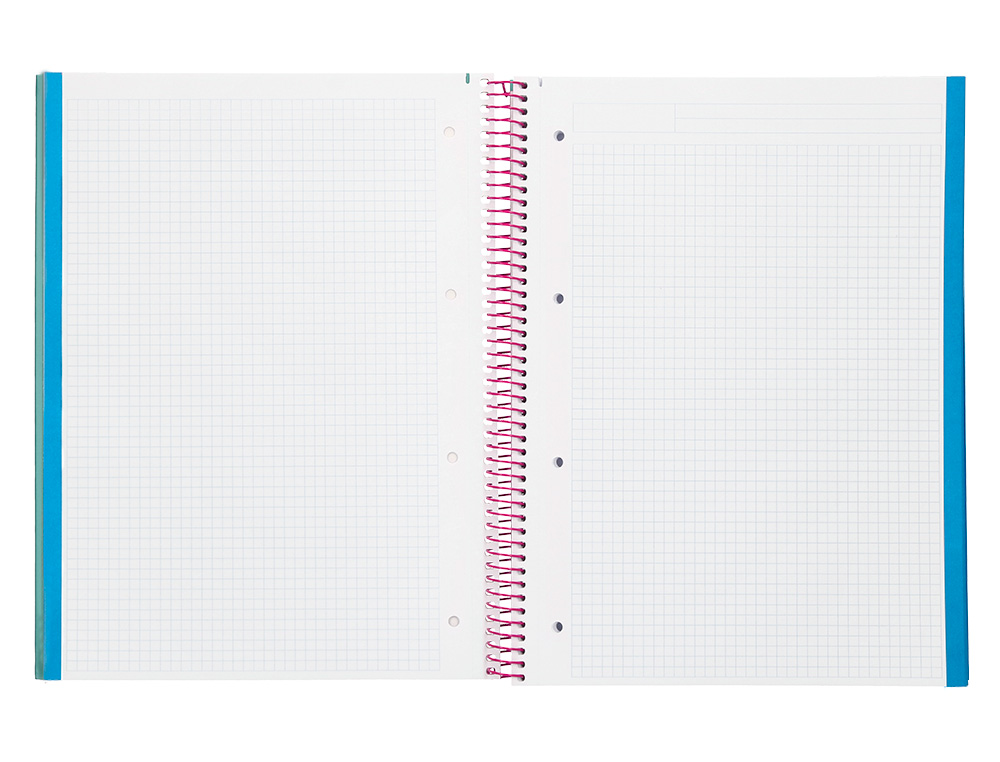 CUADERNO ESPIRAL LIDERPAPEL A4 MICRO JOLLY TAPA FORRADA 140H 75GR CUADRO 5MM 5 BANDAS 4 TALADROS COLOR TURQUESA