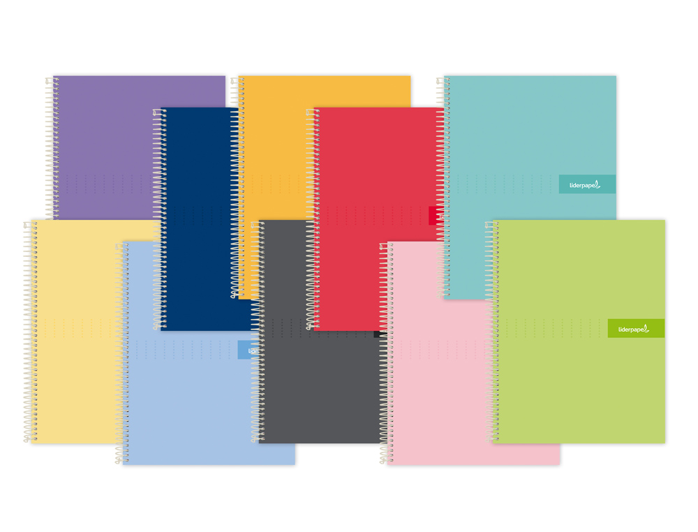 CUADERNO ESPIRAL LIDERPAPEL A4 CRAFTY TAPA FORRADA 80H 90GR CUADRO 5MM CON MARGEN COLORES SURTIDOS