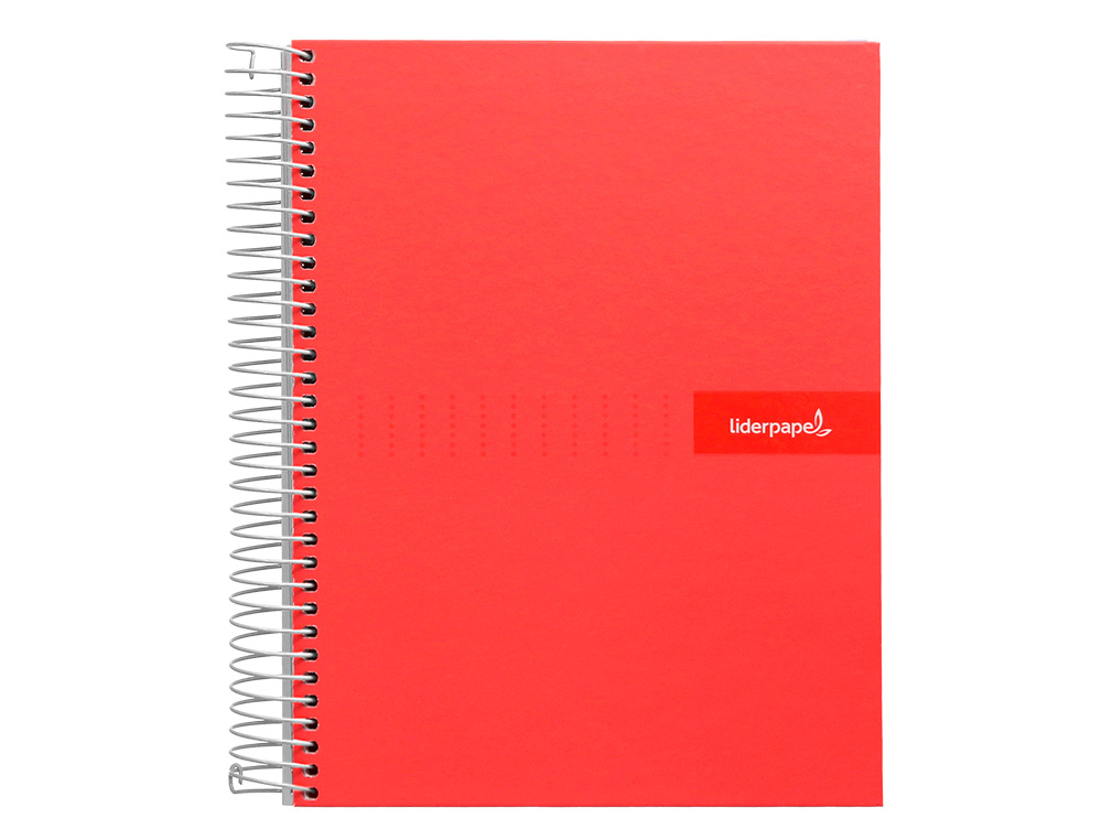 CUADERNO ESPIRAL LIDERPAPEL A4 MICRO CRAFTY TAPA FORRADA 120H 90GR CUADRO 5MM 5 BANDAS 4 COLORES COLOR ROJO