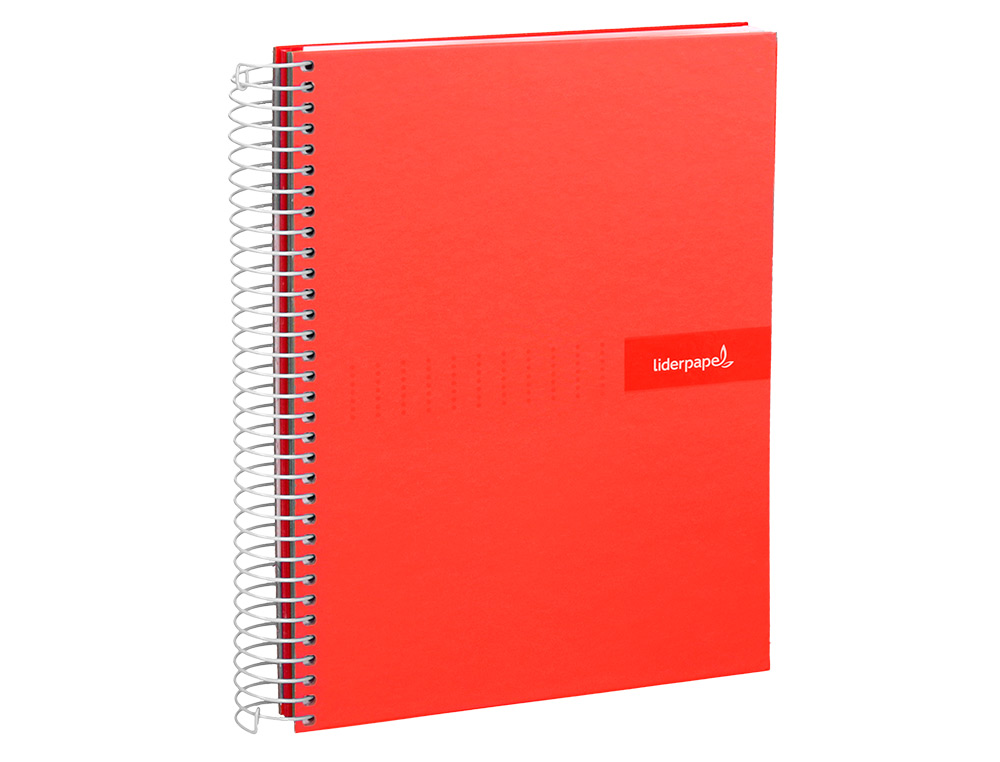 CUADERNO ESPIRAL LIDERPAPEL A4 MICRO CRAFTY TAPA FORRADA 120H 90GR CUADRO 5MM 5 BANDAS 4 COLORES COLOR ROJO
